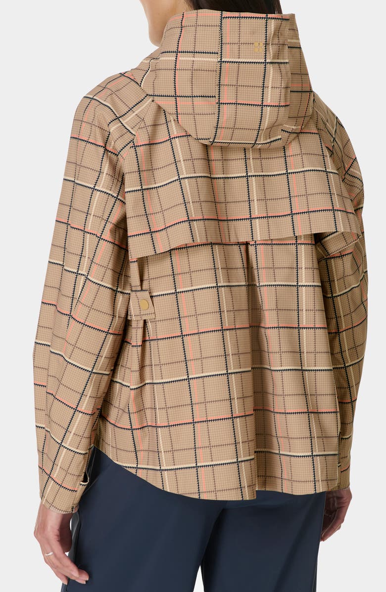 Sweaty Betty Motion Waterproof Parka, Alternate, color, Beige Hounds Check Print