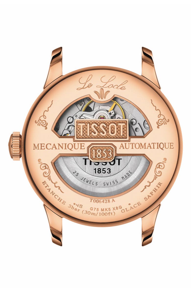 Tissot Men's Le Locle Automatique Petite Seconde Croc Embossed Leather Strap Watch, 39mm, Alternate, color, 