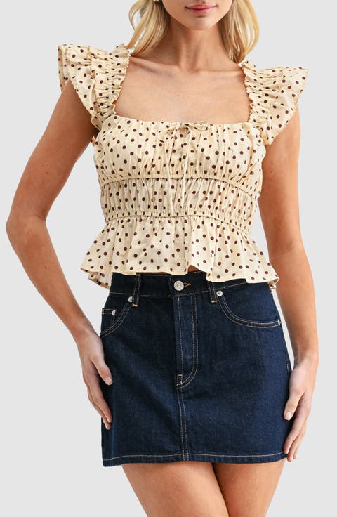 Polka Dot Peplum Top