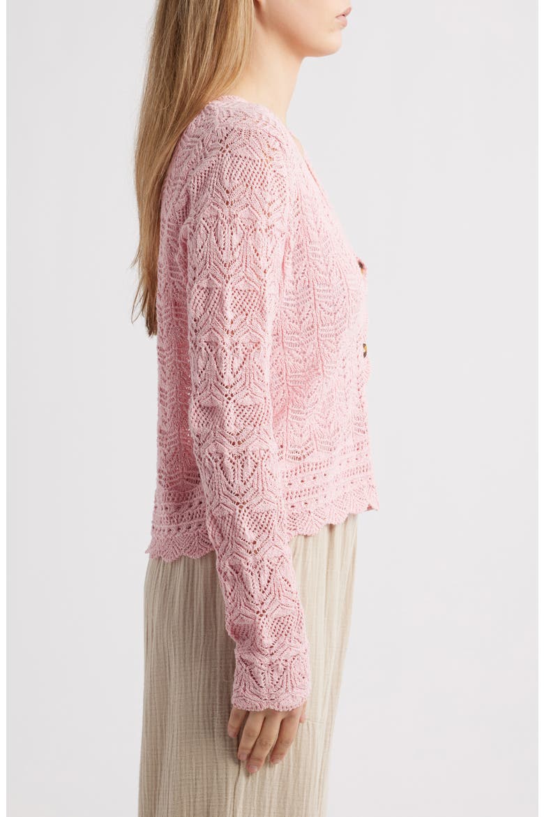 Tamia Pointelle Knit Cardigan, Alternate, color, PETAL PINK