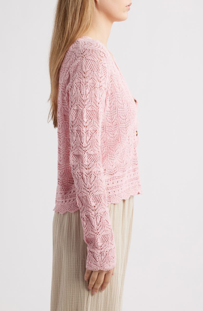 beachlunchlounge Tamia Pointelle Knit Cardigan, Alternate, color, Petal Pink