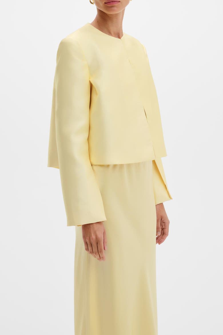 Ruthie Cropped Long Sleeve Blouse, Alternate, color, Light Lemon