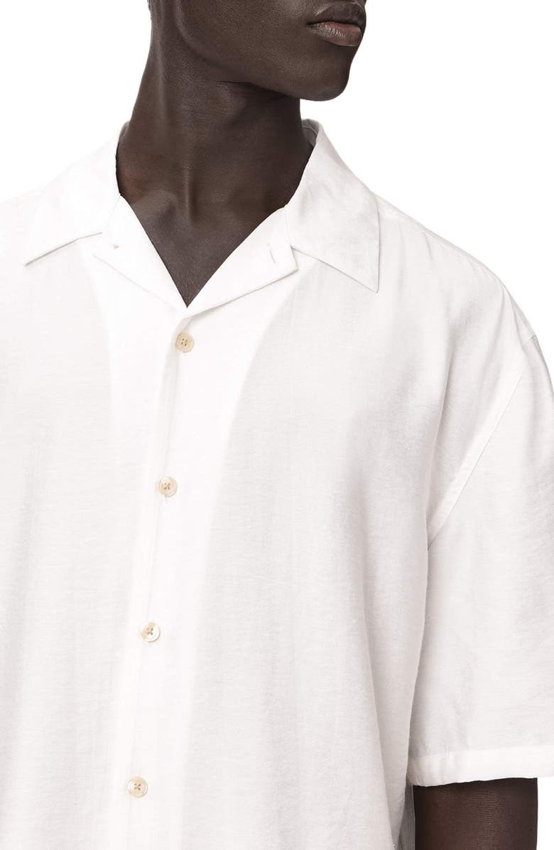 AllSaints Purley Button-Up Camp Shirt, Alternate, color, Tern White