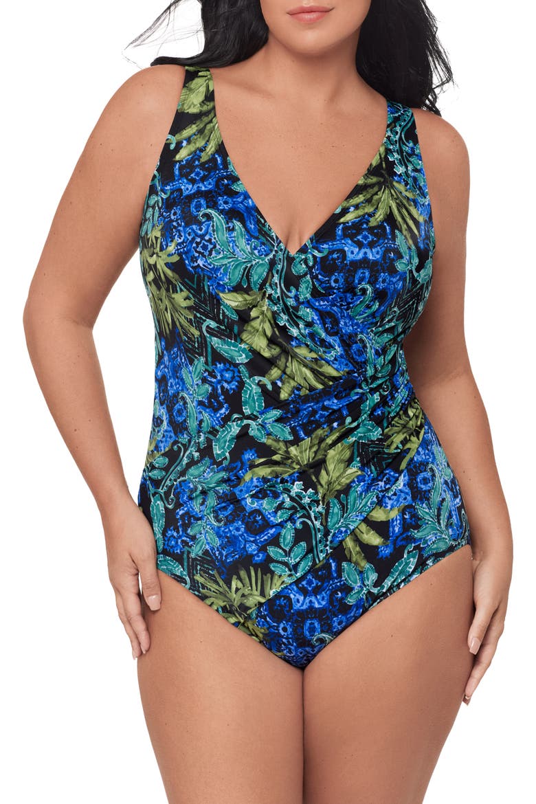 Gasparilla Oceanus One-Piece Swimsuit, Main, color, BLACK/ MULTI