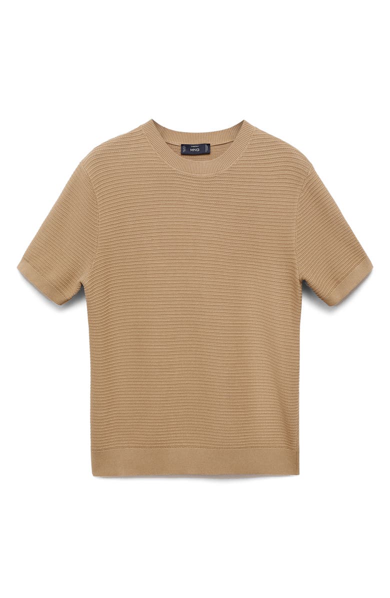 MANGO Ribbed Fine Cotton Knit T-Shirt, Alternate, color, 
