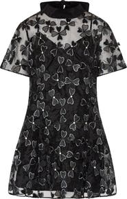 Milly Susie Clover Bow Organza Cocktail Minidress