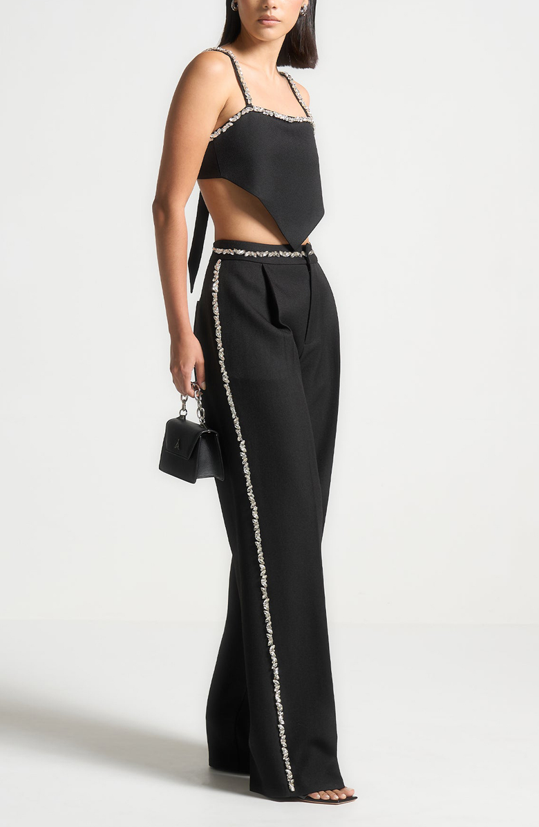 Manière De Voir Patricia Embellished Tailored Trousers, Alternate, color, Black