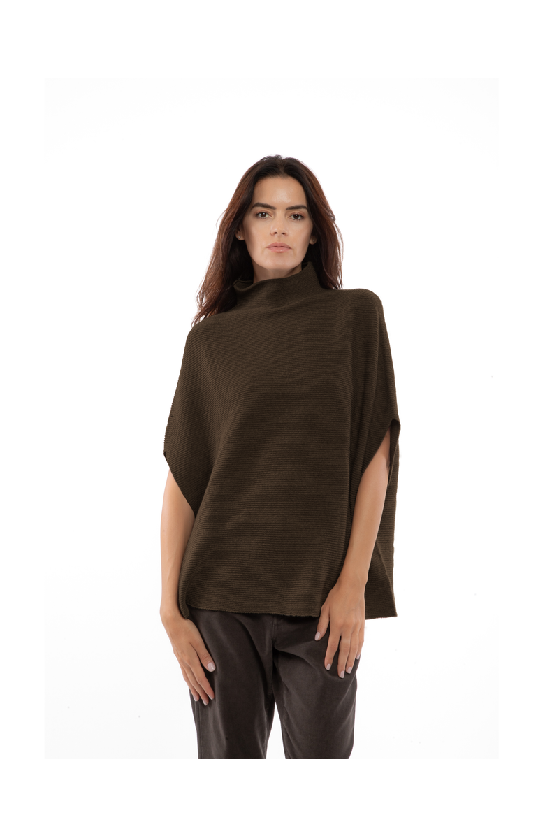 Monticelli Cashmere Pure Cashmere Funnel Neck Poncho, Main, color, Coffee