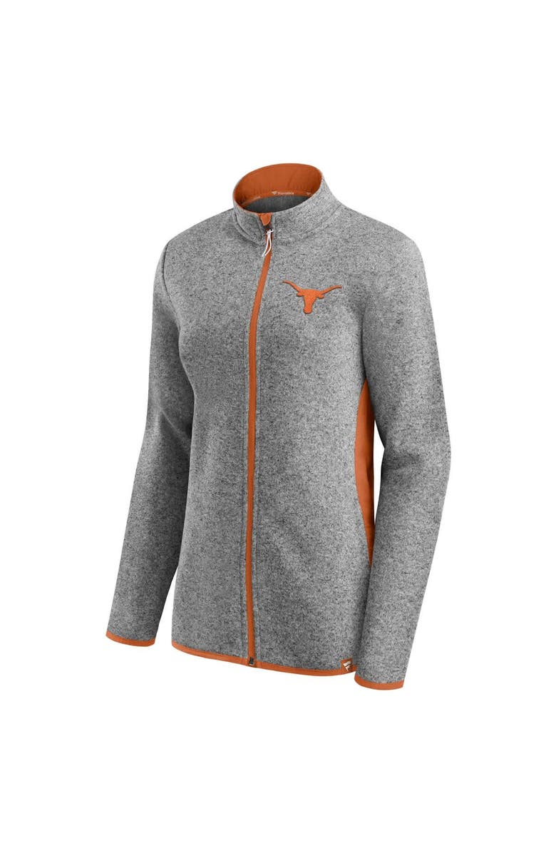 FANATICS Women's Fanatics  Heather Gray Texas Longhorns Block Party Fleece Full-Zip Sweater, Alternate, color, 
