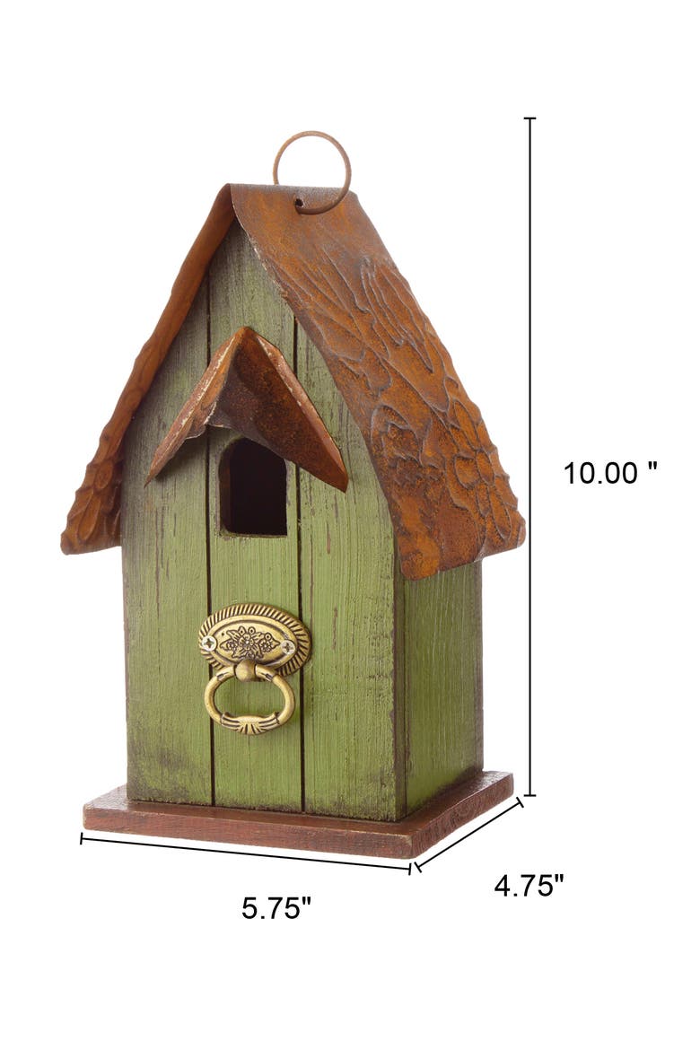 Rustic Garden Distressed Solid Wood Decorative Bird House, Alternate, color, Rust Green