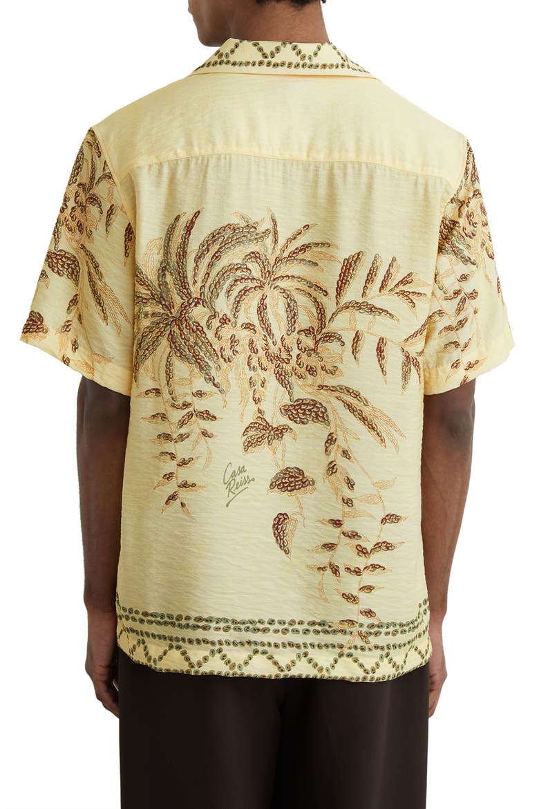 Camino Embroidered Camp Shirt, Alternate, color, YELLOW
