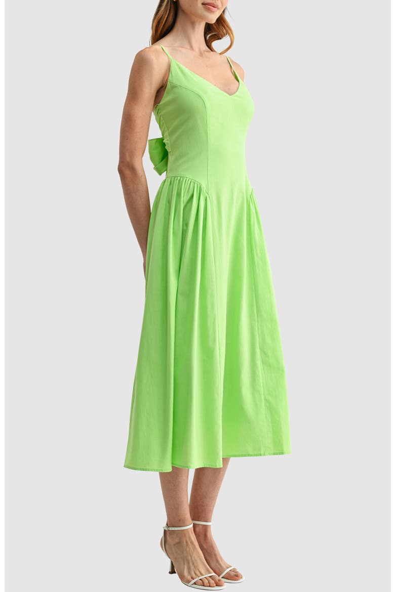 Back Bow Fit and Flare Midi Dress, Alternate, color, LIME