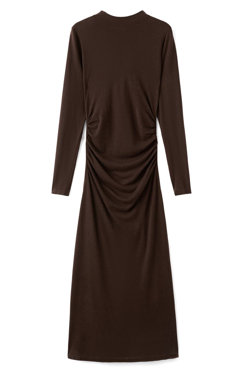 MANGO Long Sleeve Mock Neck Knit Dress, Main, color, Chocolate