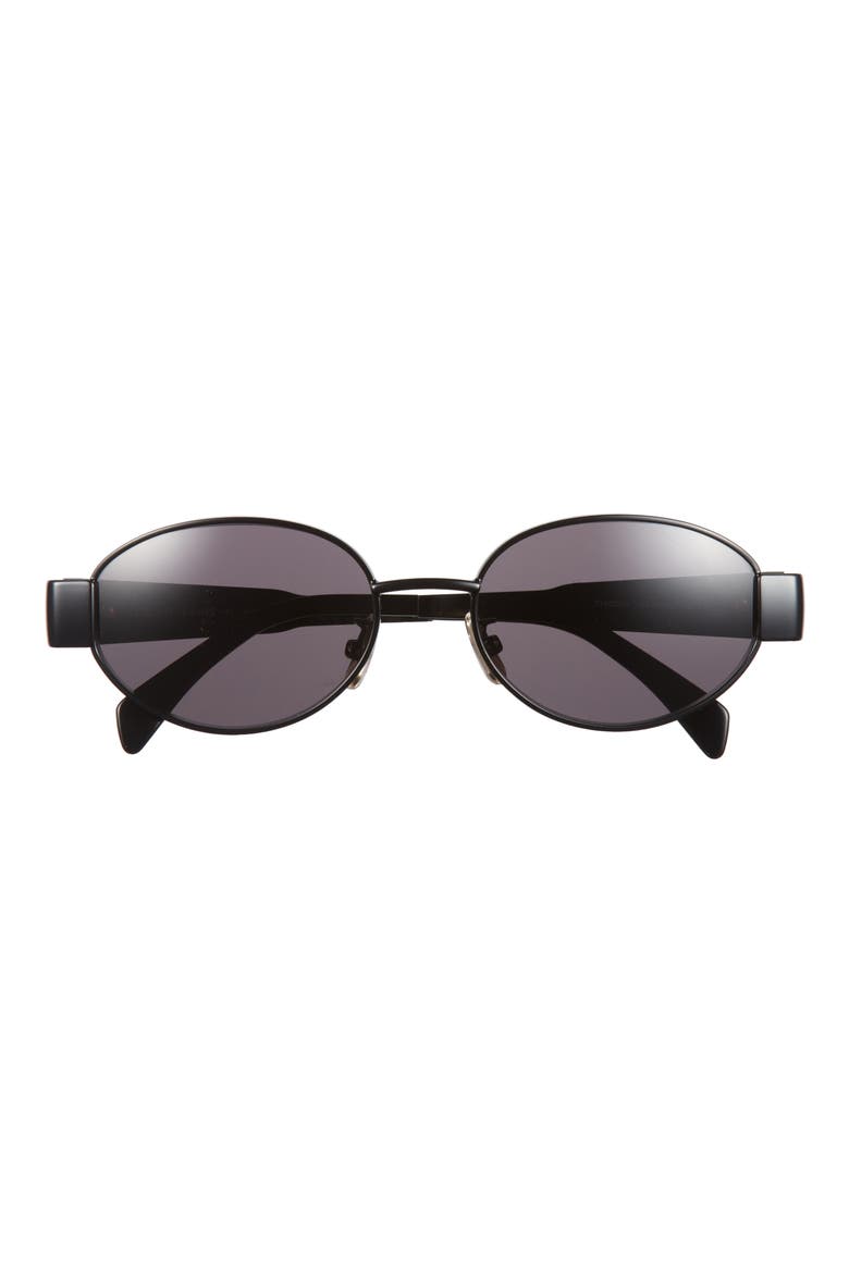 Triomphe 54mm Oval Sunglasses, Main, color, SHINY BLACK / SMOKE