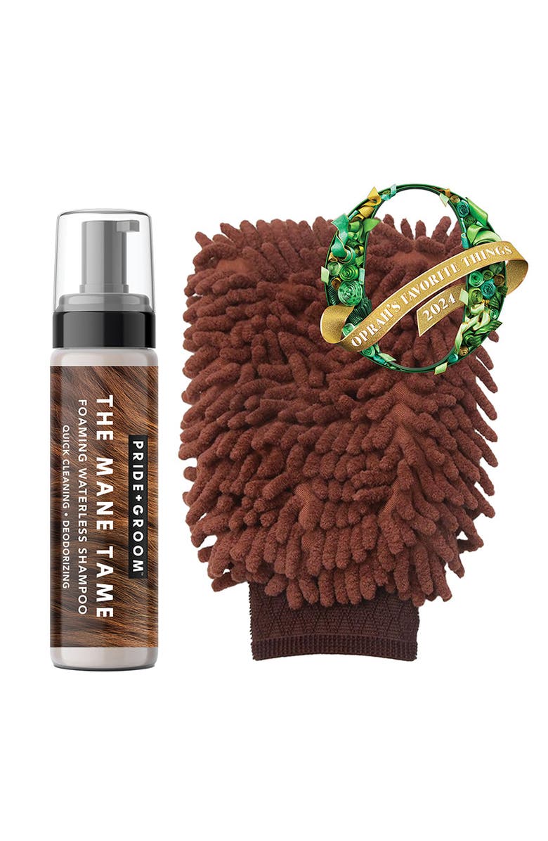 PRIDE+GROOM The Mitt Kit | Dog Grooming Set With Waterless Shampoo & Dual-Sided Grooming Mitt For Dogs & Cats., Alternate, color, Brown