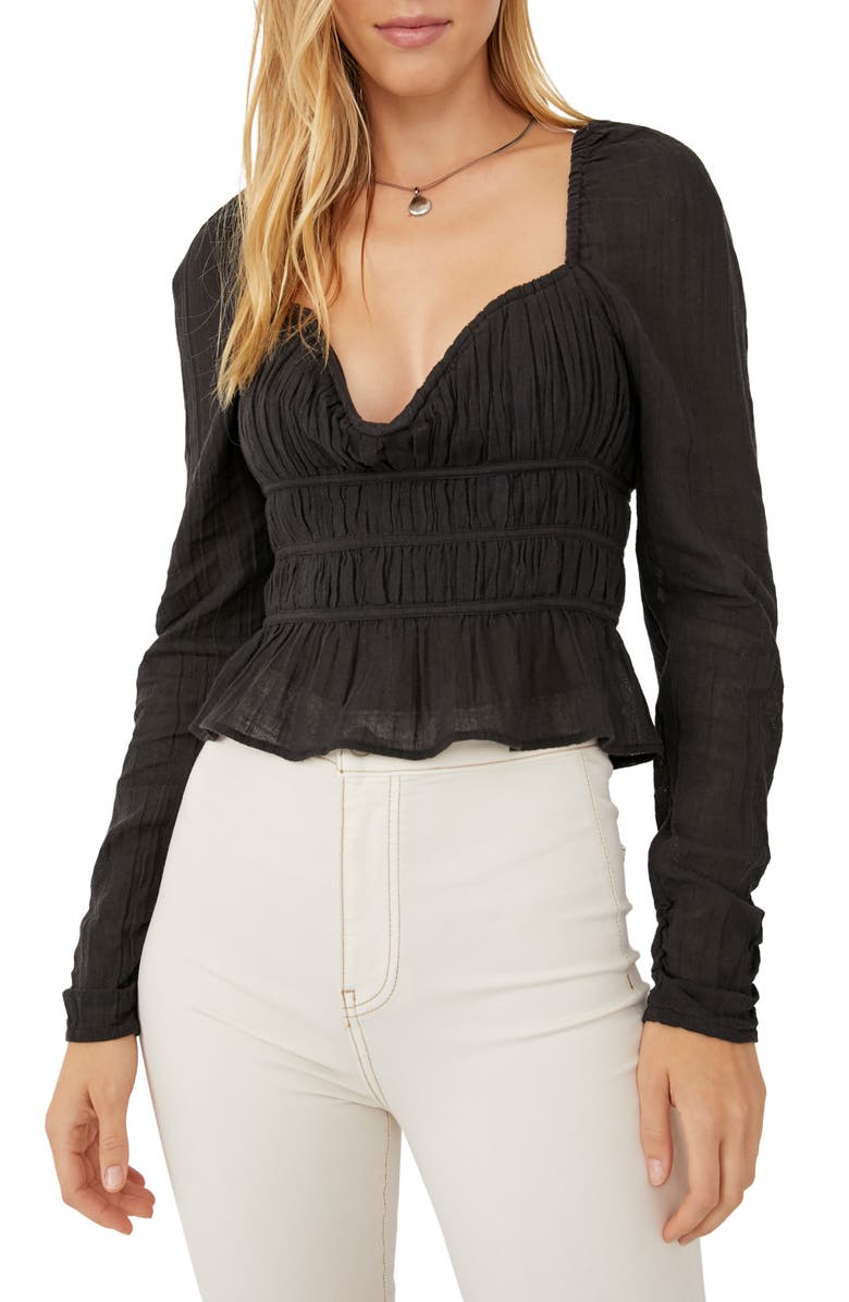 Free People Chloe Smocked Cotton Top, Main, color,