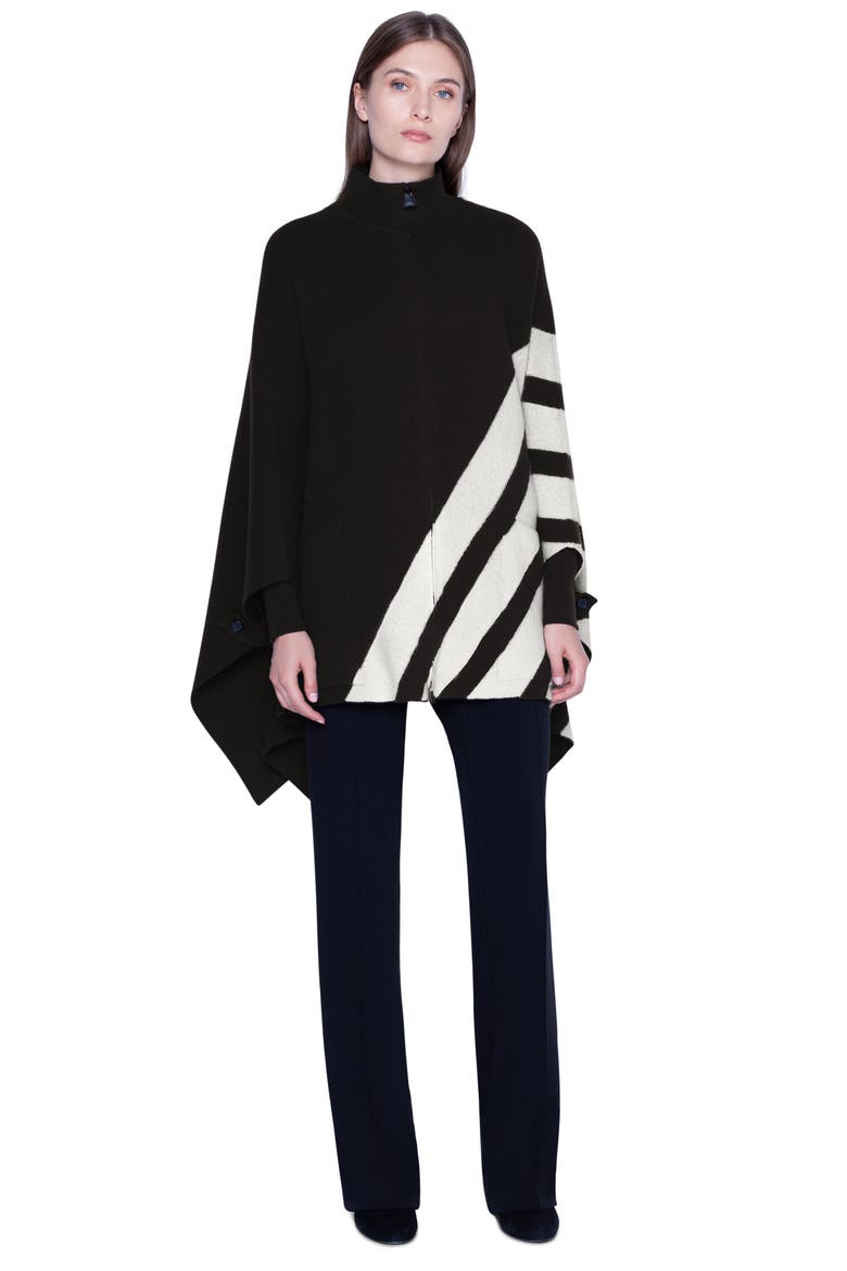 Intarsia Stripe Reversible Cashmere Cape, Alternate, color, BLACK JASMINE