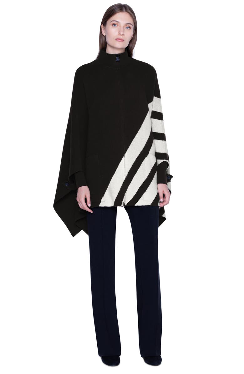 Akris Intarsia Stripe Reversible Cashmere Cape, Alternate, color, 