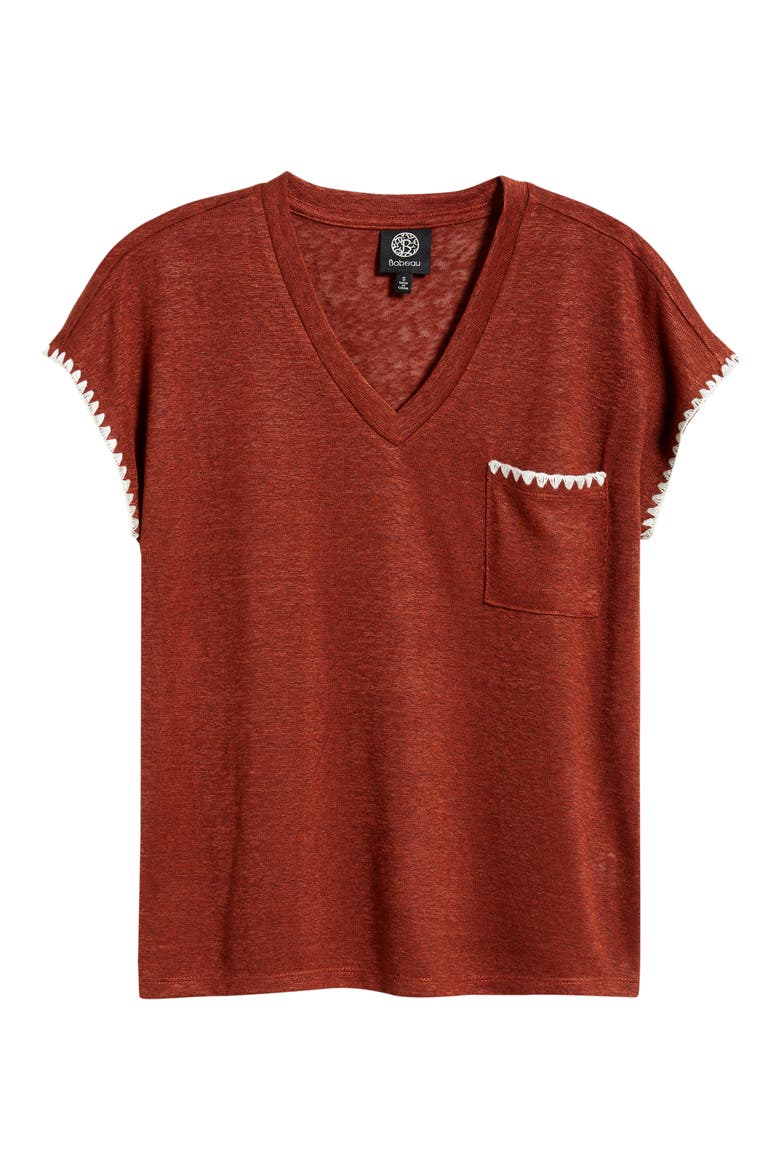 Whipstitch Pocket T-Shirt, Alternate, color, BRANDY BROWN/ NATURAL