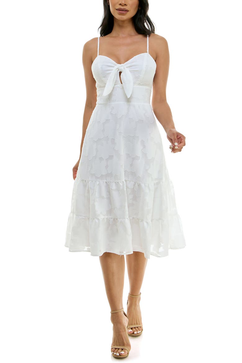 Tie Front Jacquard Sundress, Main, color, OFF WHITE JM