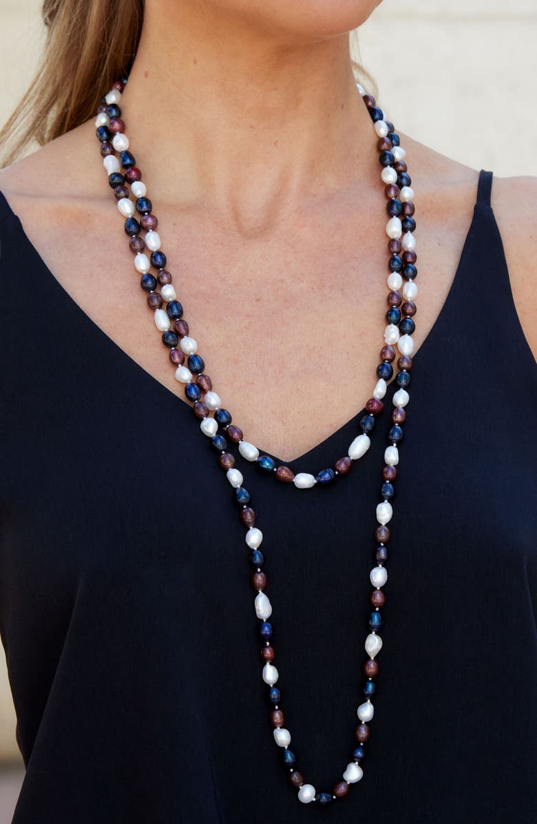 SAVVY CIE JEWELS 7-7.5mm Multicolor Freshwater Pearl Necklace, Alternate, color, White