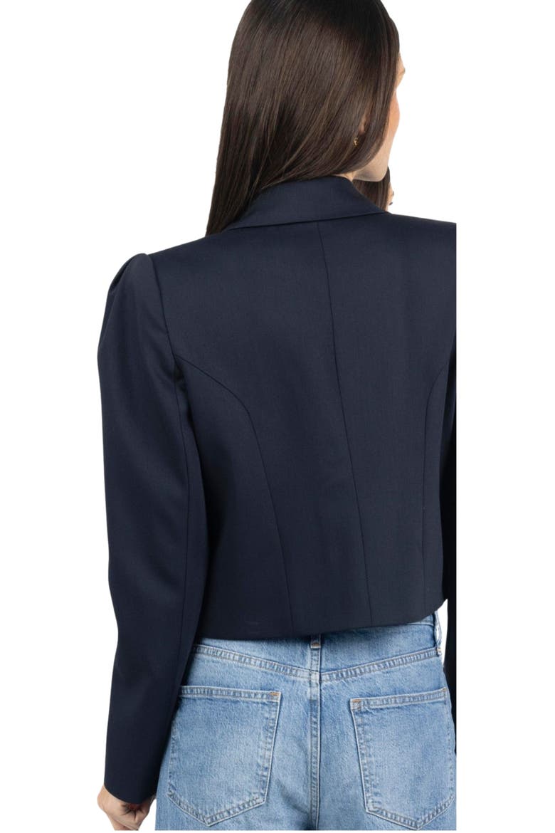 Diana Cropped Women Blazer, Alternate, color, Navy Blue