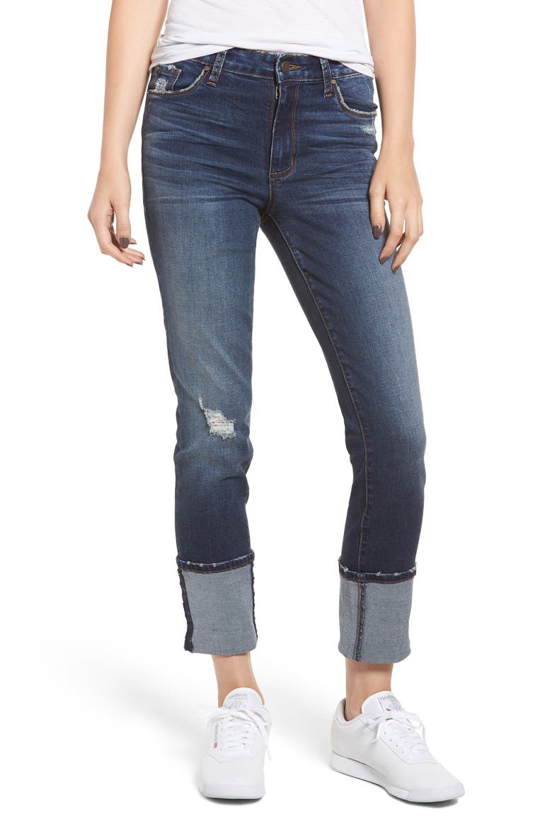 Cuffed Skinny Jeans, Main, color, DARK VINTAGE WASH