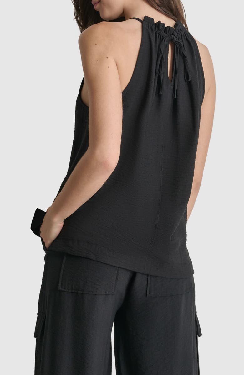 DKNY Sleeveless Halter Neck Crinkle Top, Alternate, color, 