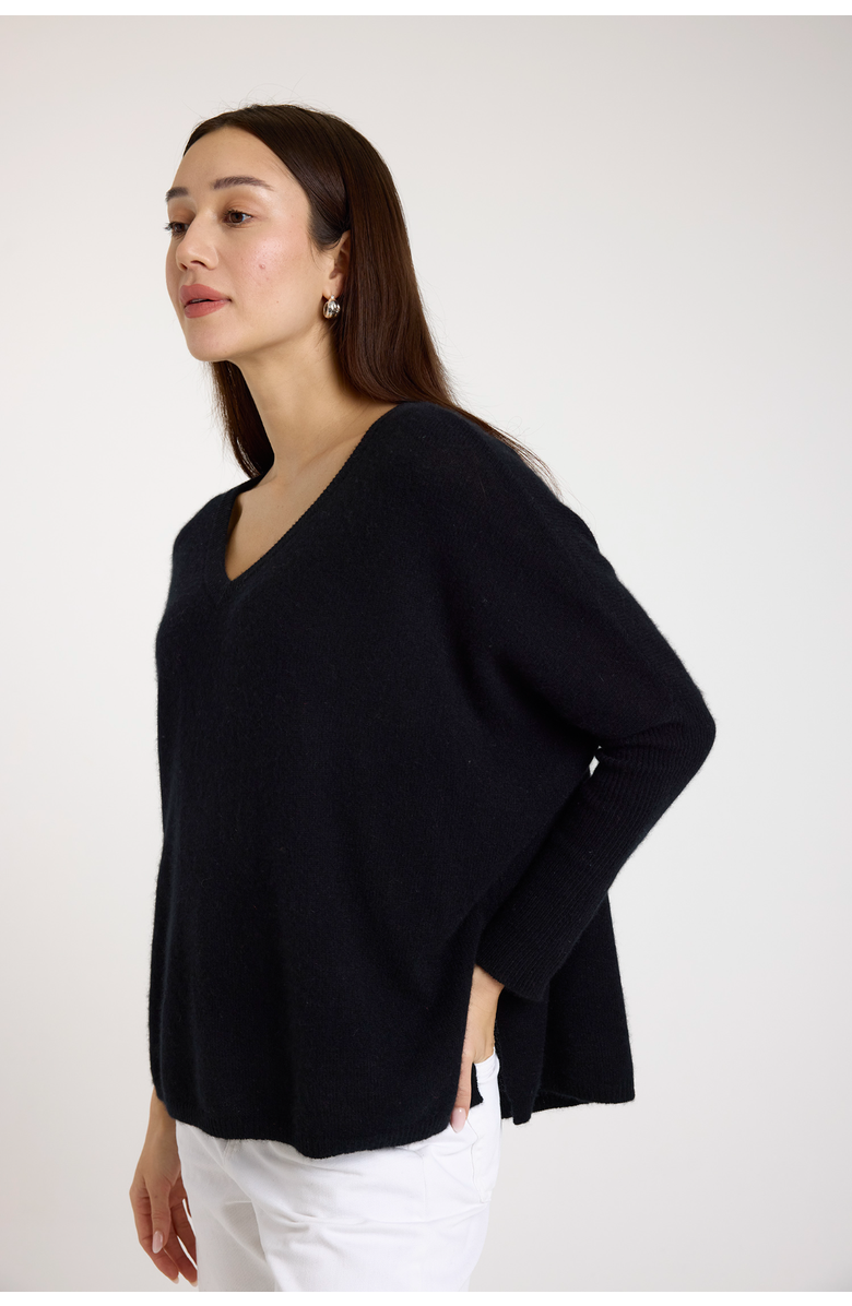 Brodie Pure Cashmere Charlotte V-Neck Cashmere Jumper, Alternate, color, Black