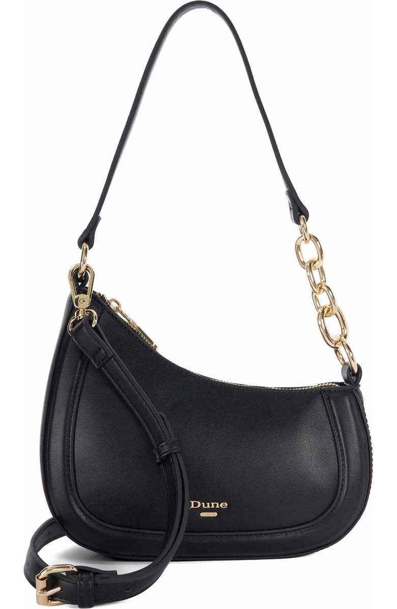 Dune London Direction Leather Shoulder Bag, Main, color, Black