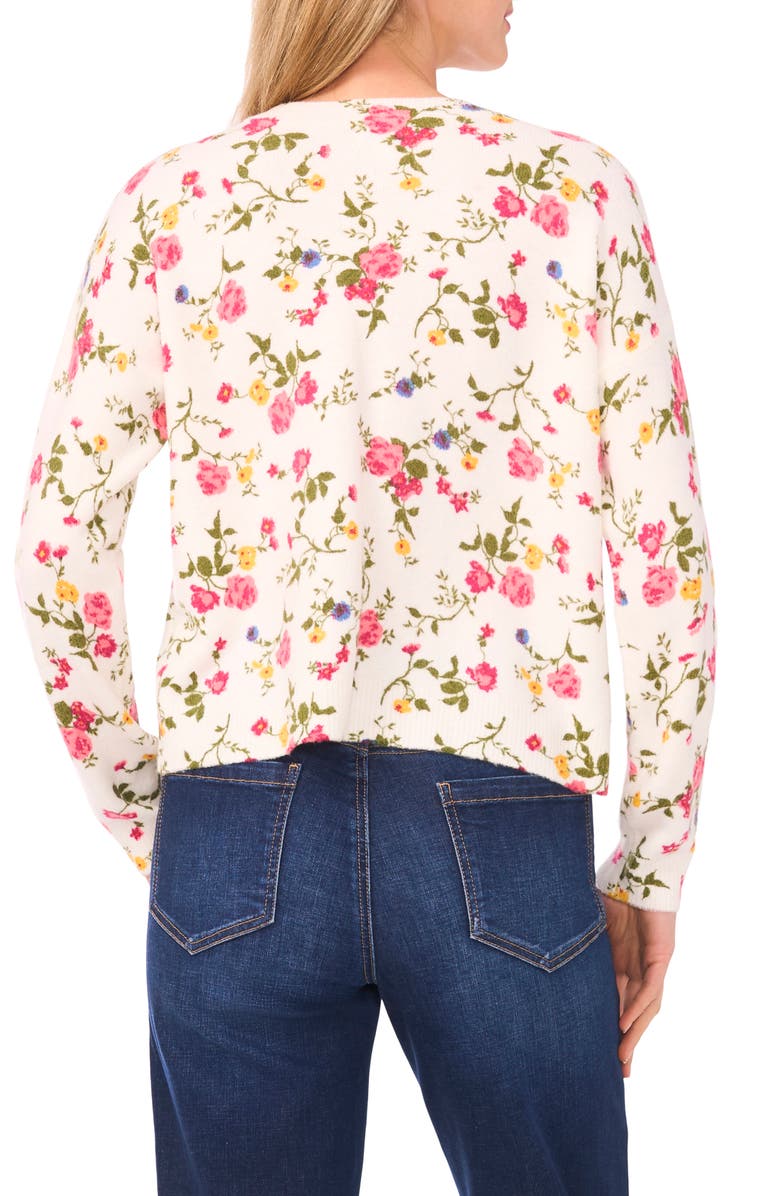 CeCe Floral Sweater, Alternate, color, Rose Fuchsia