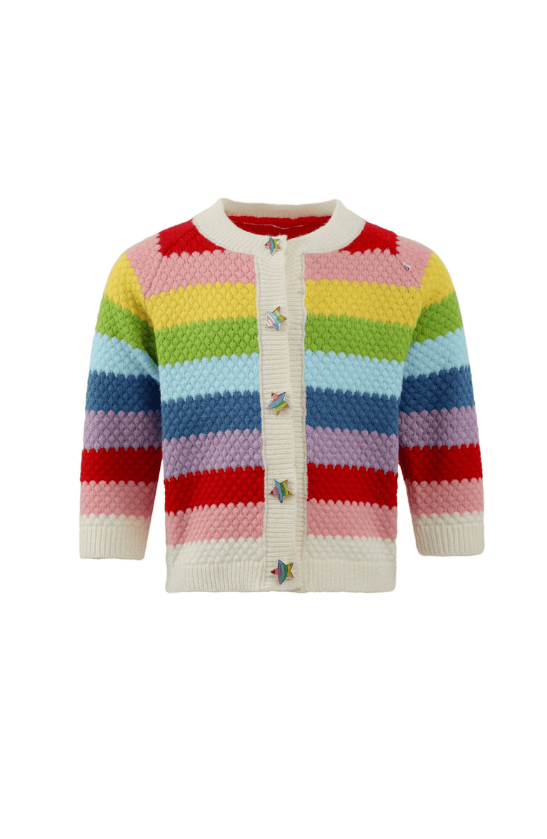 Lola + The Boys Rainbow Bright Knit Cardigan, Main, color, Pink