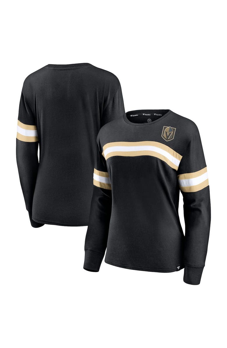 FANATICS Women's Fanatics Branded Black Vegas Golden Knights Block Party Primary Logo Fashion Long Sleeve T-Shirt, Main, color, 