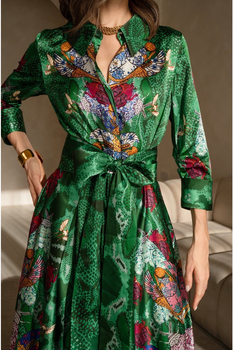 Belted Maxi Shirt Dress - "Talisman", Alternate, color, Talisman