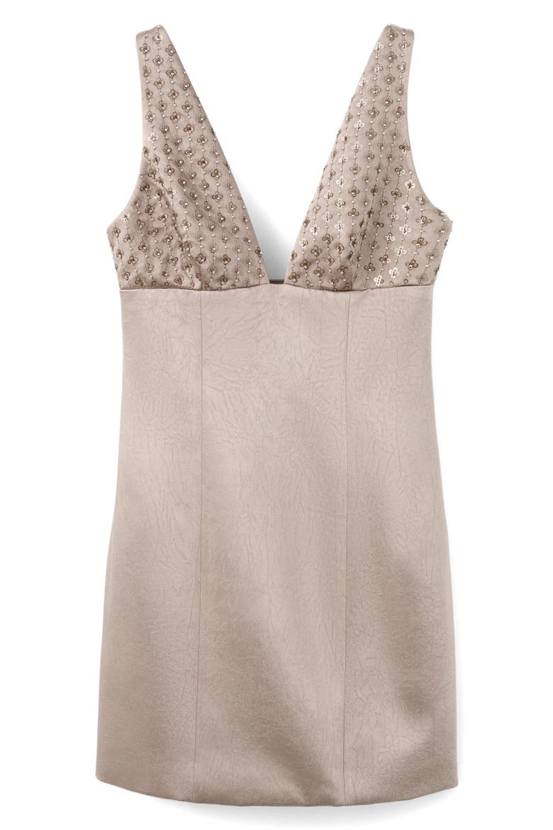 Sequin Floral Detail Satin Minidress, Main, color, MINK GREY