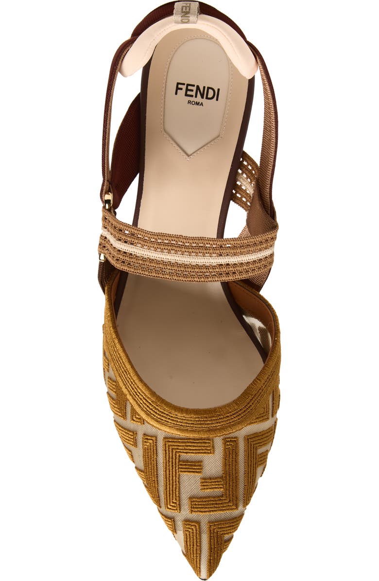 Fendi Colibri Mesh Slingback Pointed Toe Pump, Alternate, color, F1v8t Nudo Rhum