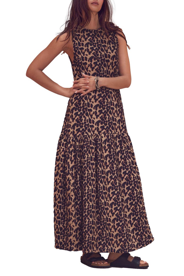 Sleeveless Drop Waist Dress, Main, color, BROWN