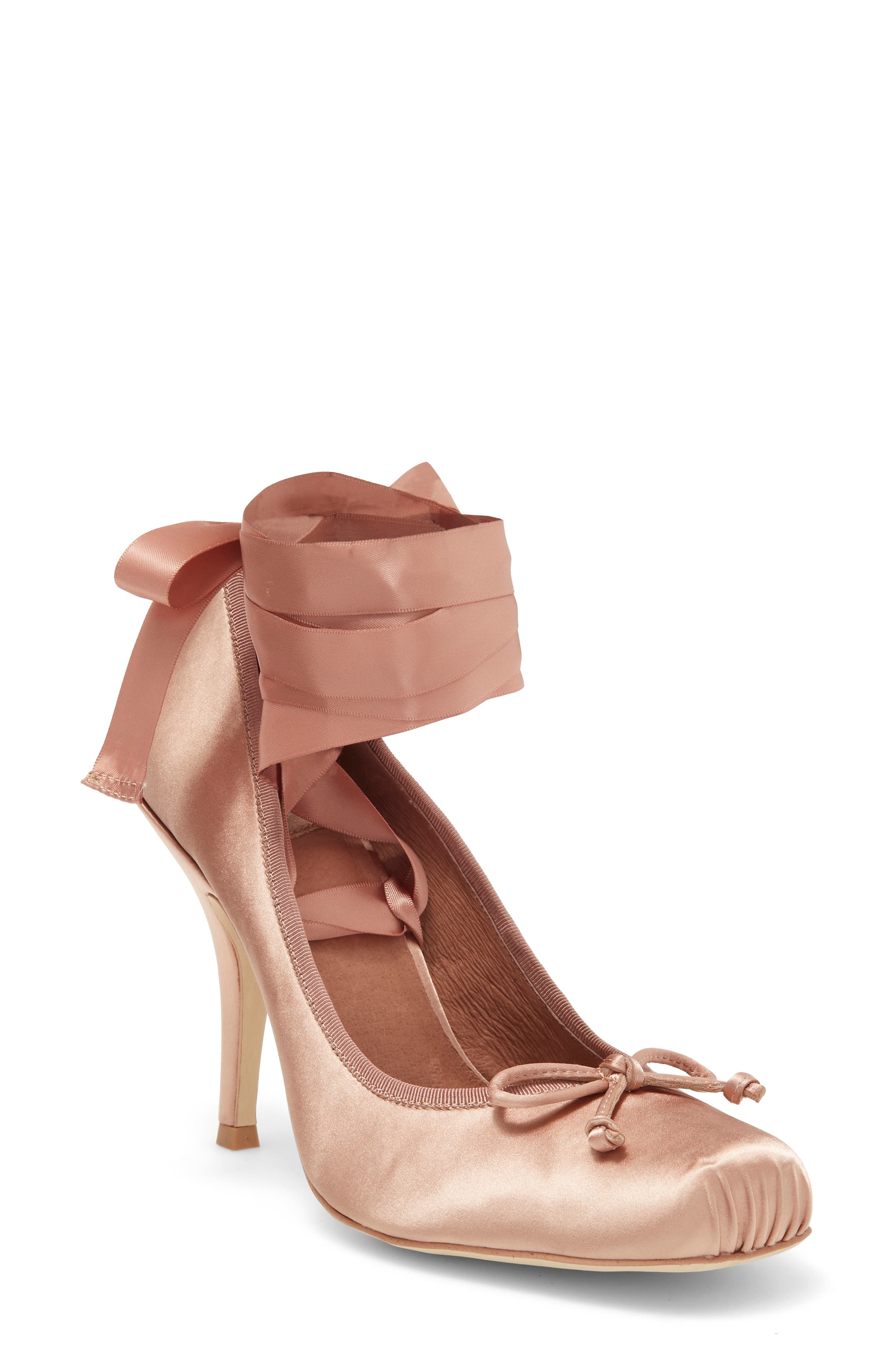 Nympha Ankle Wrap Pump, Main, color, DARK NATURAL SATIN