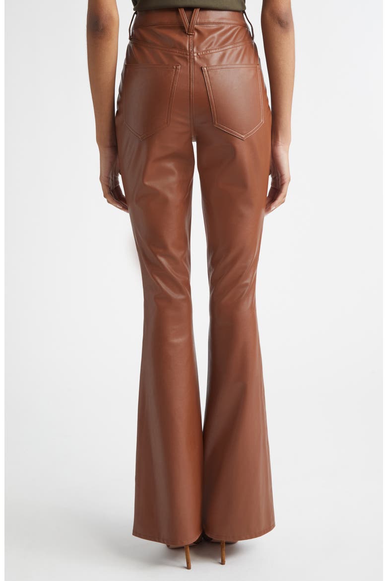 Beverly High Waist Skinny Flare Faux Leather Jeans, Alternate, color, MAHOGANY