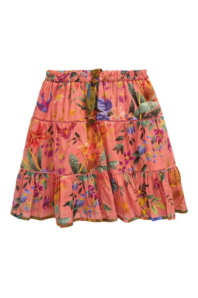 Kids' Tropicana Floral Tiered Skirt, Main, color, CORAL FLORAL