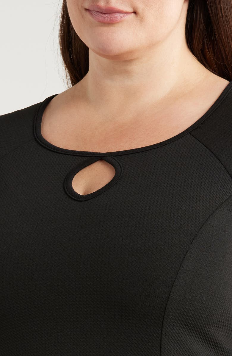 24seven Comfort Apparel Keyhole Cutout Fit & Flare Dress, Alternate, color, Black