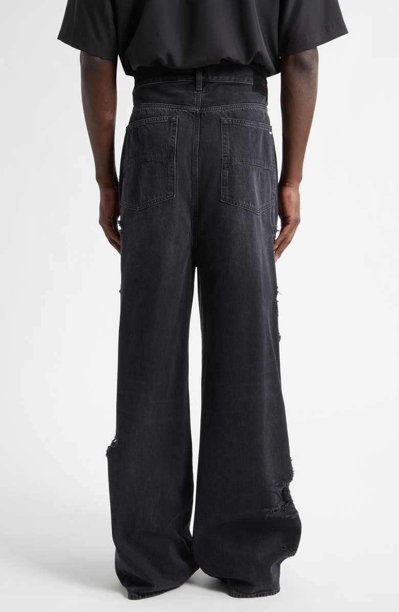 AMIRI Bones Studded Rip & Repair Baggy Jeans, Alternate, color, Vintage Black