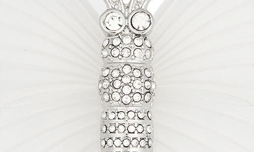 Kenneth Jay Lane Large Frost Crystal Butterfly Pin In White