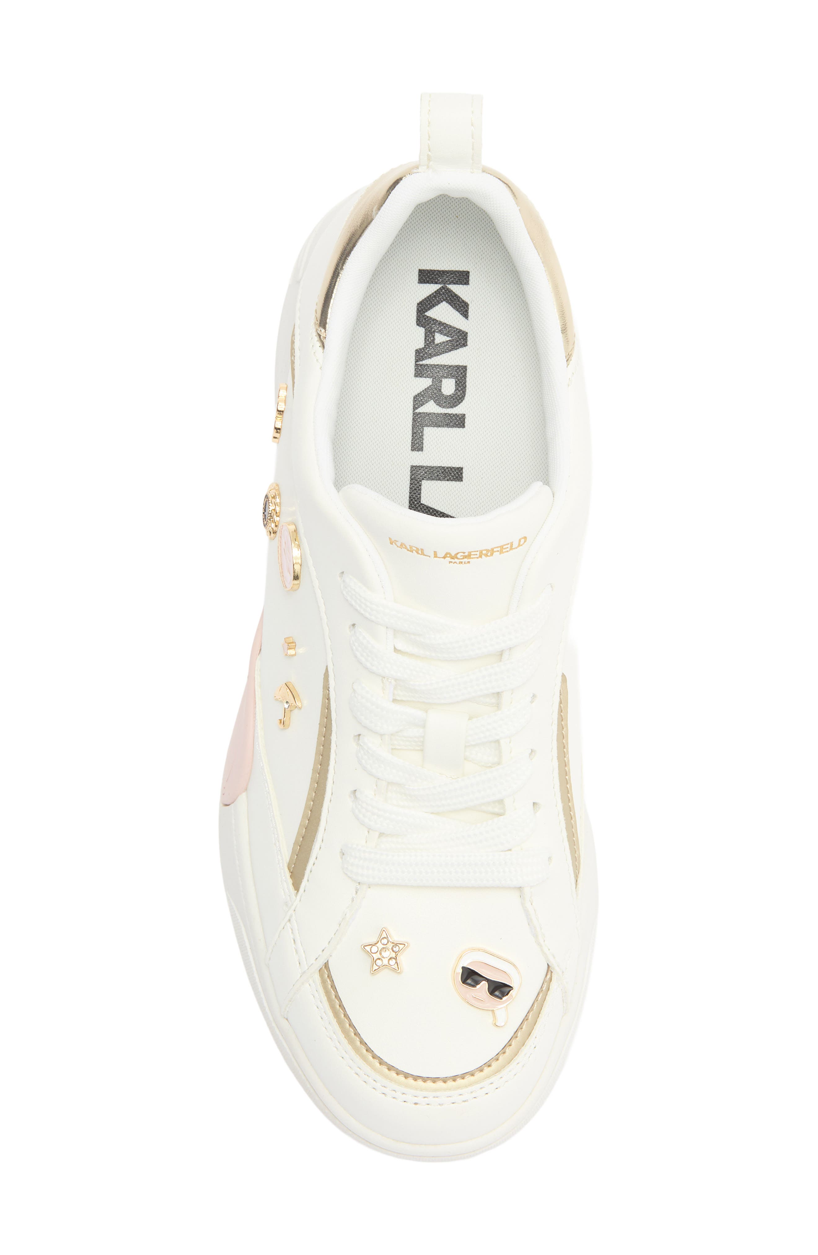 KARL LAGERFELD PARIS Mineola Lace Up Sneaker, Alternate, color, Bright White