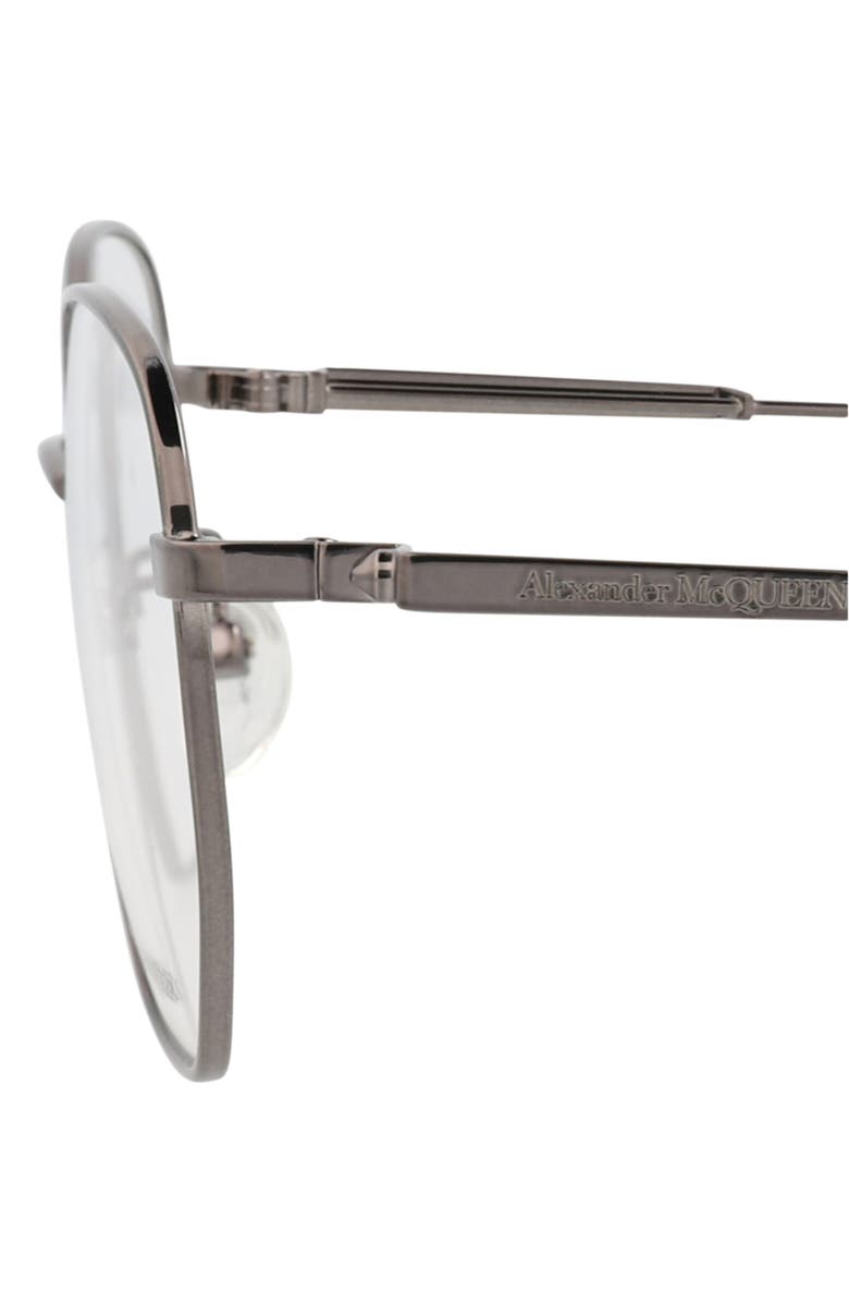 McQueen 52mm Square Optical Glasses, Alternate, color, Ruthenium Transparent