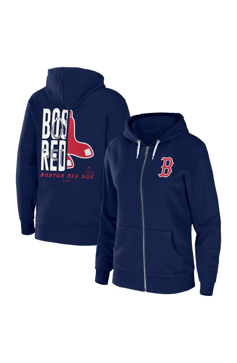 WEAR by Erin Andrews Women's WEAR by Erin Andrews Navy Boston Red Sox Sponge Fleece Full-Zip Hoodie, Main, color, Navy