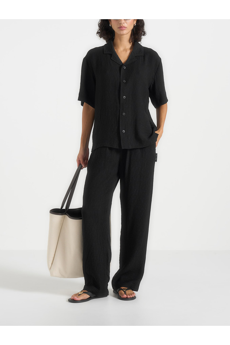 Addison Unisex Textured Relaxed Fit Trousers, Main, color, Black