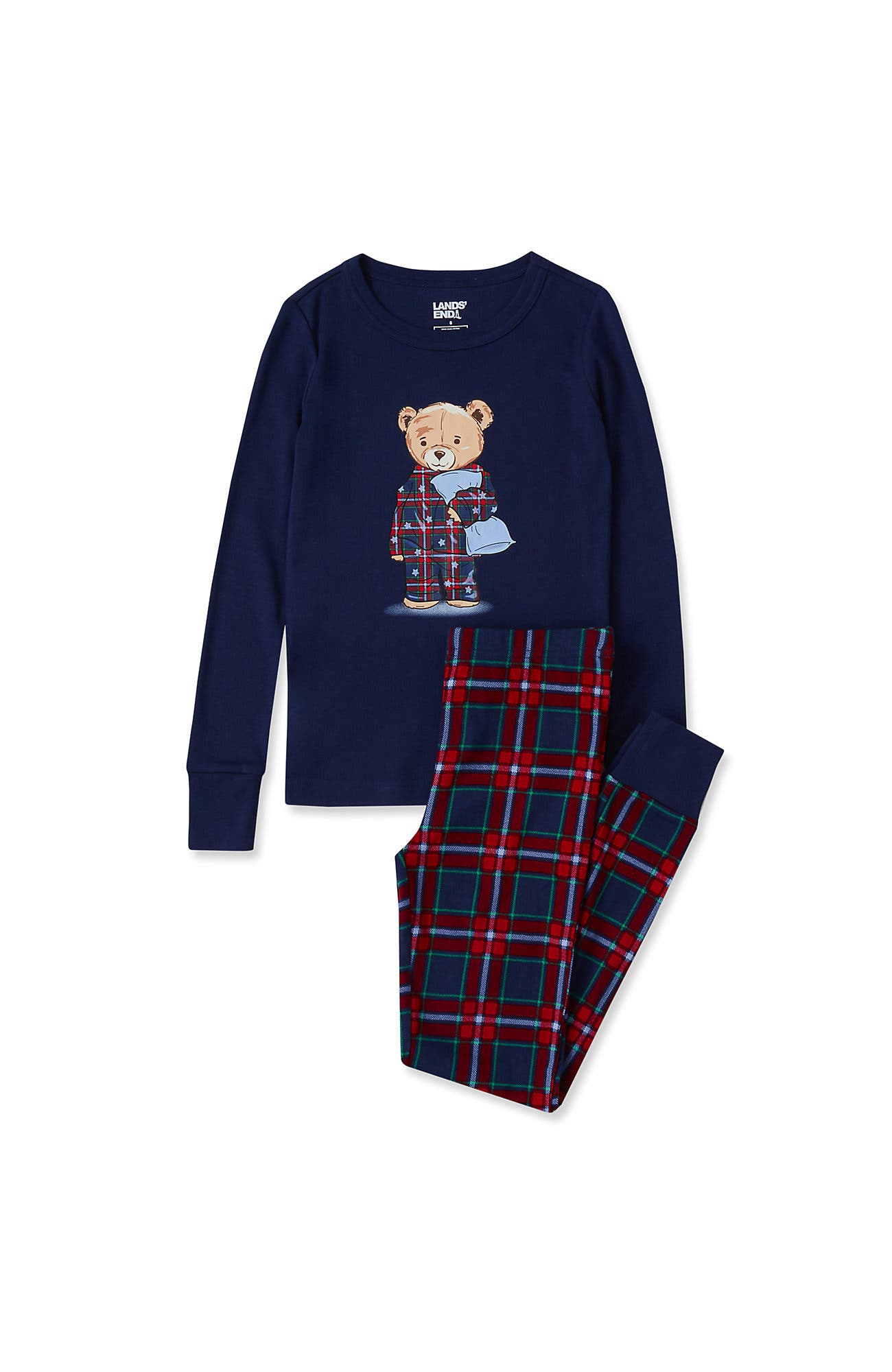 Teddy Bear/Dark Blue Plaid
