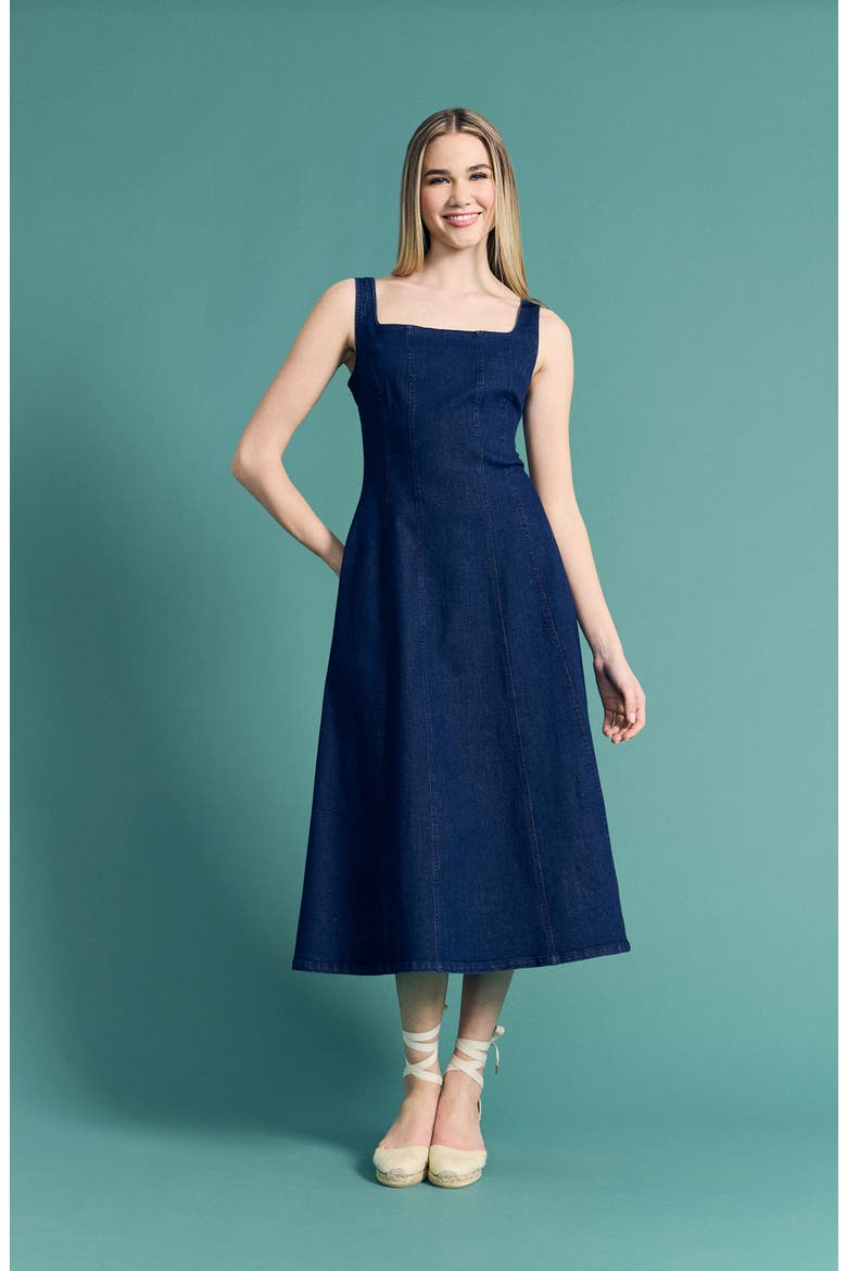 Sleeveless Denim Midi Dress, Alternate, color, DARK WASH