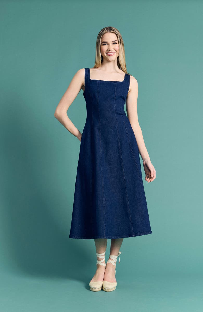 Maggy London Sleeveless Denim Midi Dress, Alternate, color, Dark Wash